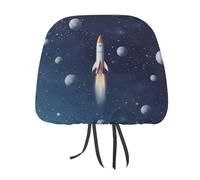 DWTJKMS Housse de protection pour appuie-tête de siège de voiture Rocket in Space - Réglable et réutilisable - Accessoires d'intérieur de voiture - Jolie housse de protection vintage pour la plupart