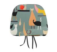 DWTJKMS Housse de protection pour appuie-tête de voiture motif chats art moderne du milieu du siècle - 1 pièce réglable et réutilisable - Accessoires d'intérieur de voiture - Jolie housse de
