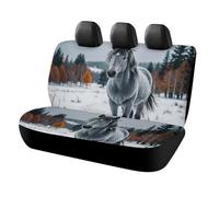 DWTJKMS Housse de siège de voiture motif cheval gris dans un paysage d'hiver enneigé, protection antidérapante pour siège arrière, durable, résistante aux rayures, taille universelle, convient aux