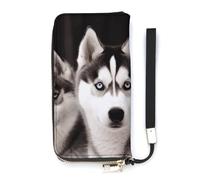 DWTJKMS Husky Portefeuille long fin en cuir synthétique pour homme et femme avec emplacements pour cartes, blanc, 20 x 10,5 cm, blanc, 20x10.5cm