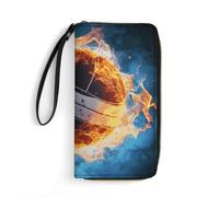 DWTJKMS Ice And Fire Portefeuille long en cuir PU fin avec emplacements pour cartes, blanc, 19,7 x 10,5 cm, blanc, 19.7x10.5cm