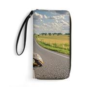 DWTJKMS Inspirational Road Ahead Portefeuille long en cuir PU fin pour hommes femmes portefeuille minimaliste avec fentes pour cartes, blanc, 19,7 x 10,5 cm, blanc, 19.7x10.5cm