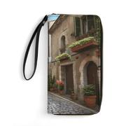 DWTJKMS Italian Town Street Long portefeuille fin en cuir PU pour homme femme portefeuille minimaliste avec fentes pour cartes, blanc, 19,7 x 10,5 cm, blanc, 19.7x10.5cm