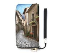 DWTJKMS Italian Town Street Long portefeuille fin en cuir PU pour homme femme portefeuille minimaliste avec fentes pour cartes, blanc, 20 x 10,5 cm, blanc, 20x10.5cm