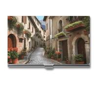 DWTJKMS Italian Town Street Porte-cartes de visite en alliage d'aluminium pour homme et femme, étui professionnel pour cartes de crédit, carte d'identité, cadeau unique, Argenté.