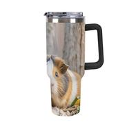 DWTJKMS Joli gobelet de 1200 ml en acier inoxydable étanche avec poignée et paille - Gobelet isotherme à double paroi sous vide réutilisable pour garder les boissons froides ou chaudes - Noir