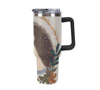 DWTJKMS Joli petit hérisson en acier inoxydable - Gobelet étanche de grande capacité avec poignée et paille - Tasse isotherme à double paroi sous vide - Réutilisable - Garde les boissons froides ou