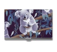 DWTJKMS Joli porte-cartes de visite Koala en alliage d'aluminium pour homme et femme, étui professionnel pour cartes de crédit, carte d'identité, cadeau unique, Argenté.