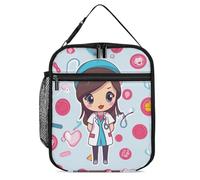 DWTJKMS Joli sac à déjeuner isotherme pour infirmière, sac isotherme étanche pour homme et femme, avec poignée, boîte à déjeuner isotherme réutilisable pour bureau, travail, pique-nique