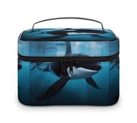 DWTJKMS Killer Whale Trousse de maquillage portable de grande capacité pour femme avec poignée et séparateur