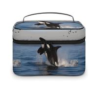 DWTJKMS Killer Whale Trousse de maquillage portable de grande capacité pour femme avec poignée et séparateur