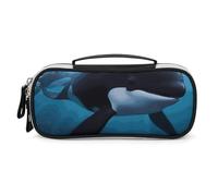 DWTJKMS Killer Whale Trousse de maquillage portable en cuir étanche pour cosmétiques, pinceaux, crayons et accessoires de maquillage de voyage