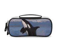 DWTJKMS Killer Whale Trousse de maquillage portable en cuir étanche pour cosmétiques, pinceaux, crayons et accessoires de maquillage de voyage