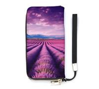 DWTJKMS Lavender Fields Portefeuille long fin en cuir synthétique pour homme et femme Portefeuille minimaliste avec fentes pour cartes, blanc, 20 x 10,5 cm, blanc, 20x10.5cm