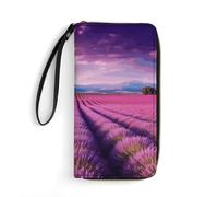 DWTJKMS Lavender Fields Portefeuille long fin en cuir synthétique pour homme et femme Portefeuille minimaliste avec fentes pour cartes, blanc, 19,7 x 10,5 cm, blanc, 19.7x10.5cm