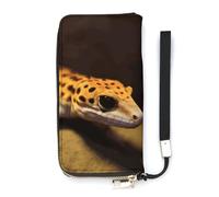 DWTJKMS Leopard Little Gecko Portefeuille long fin en cuir synthétique pour homme et femme Portefeuille minimaliste avec fentes pour cartes, blanc, 20 x 10,5 cm, blanc, 20x10.5cm