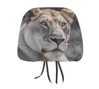 DWTJKMS Lioness Lot de 2 housses réglables et réutilisables pour appuie-tête de voiture - Accessoires d'intérieur de voiture - Accessoires vintage - Pour la plupart des voitures