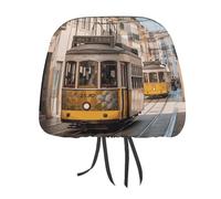 DWTJKMS Lisbonne Lot de 2 housses réglables et réutilisables pour appuie-tête de voiture - Accessoires d'intérieur de voiture - Pour la plupart des voitures
