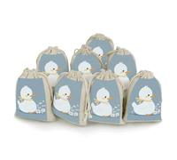DWTJKMS Little White Duck Lot de 8 petites pochettes cadeaux portables avec cordon de serrage réutilisables en coton et lin pour mariage, voyage, bureau, entraînement (unisexe)