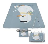 DWTJKMS Little White Duck Tapis de pique-nique pliable et imperméable avec sac fourre-tout Grand tapis de pique-nique d'extérieur 147,3 x 147,3 cm Couverture de camping pour plage, parc, voyage