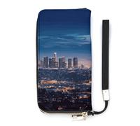 DWTJKMS Los Angeles Skyline Long portefeuille fin en cuir PU pour homme femme portefeuille minimaliste avec fentes pour cartes, blanc, 20 x 10,5 cm, blanc, 20x10.5cm