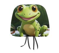 DWTJKMS Lot de 2 housses d'appui-tête de voiture en forme de grenouille mignonne, réglables et réutilisables, accessoires d'intérieur de voiture, housses de protection mignonnes et vintage, pour la