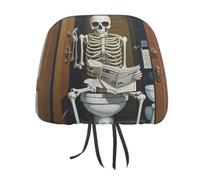 DWTJKMS Lot de 2 housses d'appui-tête de voiture en toile avec motif squelette amusant - Réglables et réutilisables - Accessoires d'intérieur de voiture - Jolies housses de protection pour appuie-tête