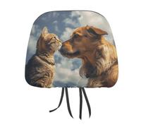 DWTJKMS Lot de 2 housses d'appui-tête de voiture face à face pour chien et chat, réglables et réutilisables, accessoires d'intérieur de voiture, mignonnes et vintage, pour la plupart des voitures