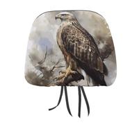 DWTJKMS Lot de 2 housses d'appui-tête de voiture réglables et réutilisables à l'aquarelle de Hawk assis, accessoires d'intérieur de voiture, housses de protection mignonnes et vintage, pour la plupart