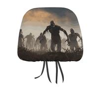 DWTJKMS Lot de 2 housses d'appui-tête de voiture Zombie réglables et réutilisables, accessoires d'intérieur de voiture mignons, housses de protection vintage pour la plupart des voitures