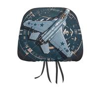 DWTJKMS Lot de 2 housses d'appui-tête réglables et réutilisables pour sièges de voiture Motif avions de combat de la Force aérienne