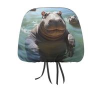DWTJKMS Lot de 2 housses de protection pour appuie-tête de siège de voiture motif hippopotames mignons, réglables et réutilisables, accessoires d'intérieur de voiture, pour la plupart des voitures