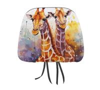 DWTJKMS Lot de 2 housses de protection réglables et réutilisables pour appuie-tête de voiture motif girafes aquarelles, accessoires d'intérieur de voiture, mignonnes et vintage, pour la plupart des