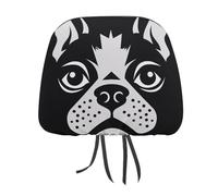 DWTJKMS Lot de 2 housses réglables et réutilisables pour appuie-tête de siège de voiture motif bouledogue français, accessoires de siège de voiture mignons, vintage, pour la plupart des voitures