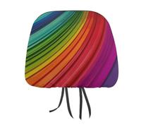 DWTJKMS Lot de 2 housses réglables et réutilisables pour appuie-tête de voiture à rayures arc-en-ciel - Accessoires d'intérieur de voiture - Jolies housses de protection vintage pour la plupart des