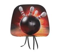 DWTJKMS Lot de 2 housses réglables et réutilisables pour appuie-tête de voiture motif boule de bowling - Accessoires d'intérieur de voiture mignons et vintage - Pour la plupart des voitures