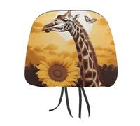 DWTJKMS Lot de 2 housses réglables et réutilisables pour appuie-tête de voiture Motif girafe et tournesol