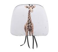 DWTJKMS Lot de 2 housses réglables et réutilisables pour appuie-tête de voiture Motif girafe mignonne
