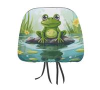 DWTJKMS Lot de 2 housses réglables et réutilisables pour appuie-tête de voiture Motif grenouille dans un étang