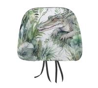 DWTJKMS Lot de 2 housses réglables et réutilisables pour appuie-tête de voiture - Vert crocodile