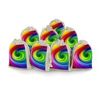 DWTJKMS Lot de 8 pochettes cadeaux en spirale arc-en-ciel avec cordon de serrage réutilisables en coton et lin pour mariage, voyage, bureau, entraînement (unisexe)
