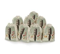 DWTJKMS Lot de 8 pochettes cadeaux portables avec cordon de serrage pour microphone et note de musique réutilisables en coton et lin pour mariage, voyage, bureau, entraînement (unisexe)