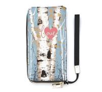 DWTJKMS Love Birch Tree Long portefeuille fin en cuir PU pour homme femme portefeuille minimaliste avec fentes pour cartes, blanc, 20 x 10,5 cm, blanc, 20x10.5cm