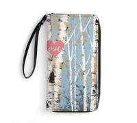 DWTJKMS Love Birch Tree Long portefeuille fin en cuir PU pour homme femme portefeuille minimaliste avec fentes pour cartes, blanc, 19,7 x 10,5 cm, blanc, 19.7x10.5cm