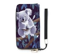 DWTJKMS Lovely Koala Long portefeuille fin en cuir PU pour hommes femmes portefeuille minimaliste avec fentes pour cartes, blanc, 20 x 10,5 cm, blanc, 20x10.5cm
