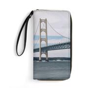 DWTJKMS Mackinac Portefeuille long en cuir PU fin avec fentes pour cartes, blanc, 19,7 x 10,5 cm, blanc, 19.7x10.5cm
