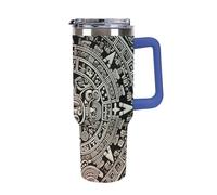 DWTJKMS Mayan Calendar End Of The World Gobelet en acier inoxydable étanche de grande capacité avec poignée et paille - Gobelet isotherme à double paroi réutilisable pour garder au froid ou au chaud