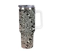 DWTJKMS Mayan Calendar End Of The World Gobelet en acier inoxydable étanche de grande capacité avec poignée et paille - Gobelet isotherme à double paroi sous vide - Réutilisable - Garde les boissons