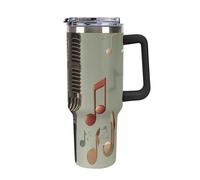 DWTJKMS Microphone avec note de musique - Gobelet en acier inoxydable de 1,2 l - Anti-fuite - Grande capacité - Tasse de voiture avec poignée - Tasse isotherme à double paroi sous vide - Réutilisable