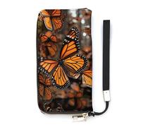 DWTJKMS Monarch Butterflies Portefeuille long fin en cuir synthétique pour homme et femme Portefeuille minimaliste avec emplacements pour cartes, blanc, 20 x 10,5 cm, blanc, 20x10.5cm